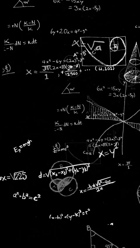 Math formula overlay, handwritten calculation background overlay visual Stock Footage 335455975