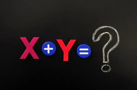 Math formula of x plus y 库存照片