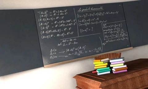 Math formulae on a blackboard Stock Illustration