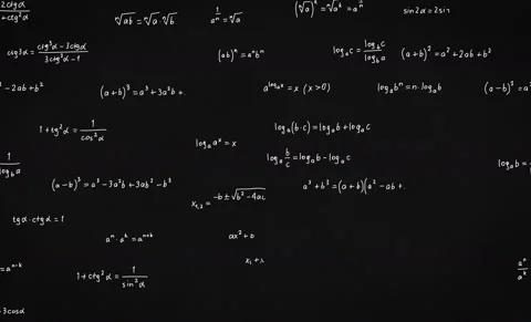 Math formulas on the black board. writing mathematics and physics formulas loop Video stock 155355597