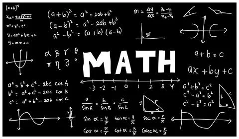 Math formulas on a blackboard background. The educational design Stock Illustration