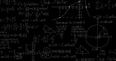 Math formulas on blackboard Stock Photos