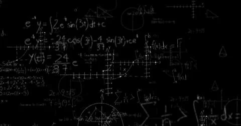Math formulas on blackboard Stock Photos