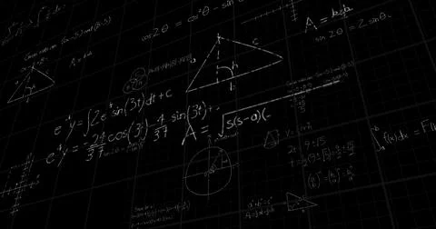 Math formulas on blackboard Foto stock