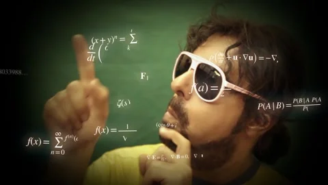 Math formulas fly stoned man funny glasses Stock Footage 340107714