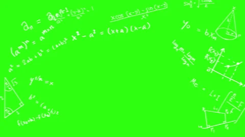Math formulas on green background, math calculations functions equations Stock Footage 313746819