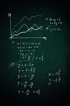 Math functions on chalkboard Illustrazione stock
