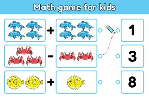 Math game and choose the correct answer-4 Stock Illustration