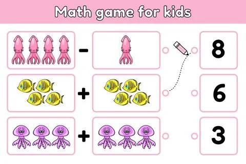 Math game and choose the correct answer-3 Stock Illustration