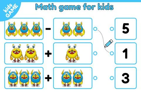 Math game and choose the correct answer-3 Stock Illustration