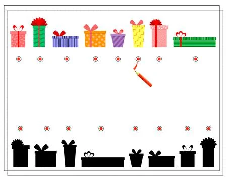 A math game for children, count how many of them there are. Gift boxes. vec.. Stock Illustration