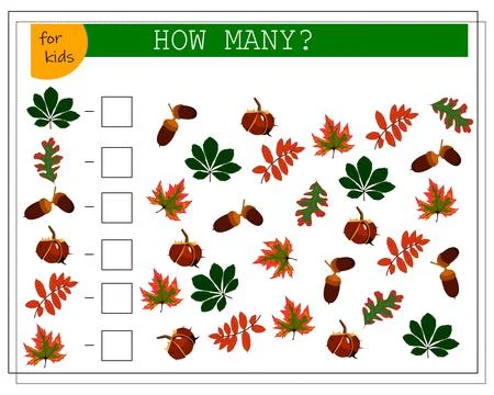 Math game for kids count how many of them there are. Stock Illustration