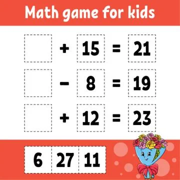 Math game for kids. Education developing worksheet. Activity page with pictur Stock Illustration