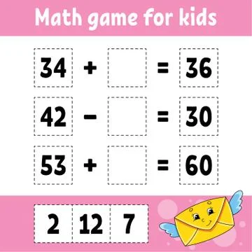 Math game for kids. Education developing worksheet. Activity page with pictur Stock Illustration