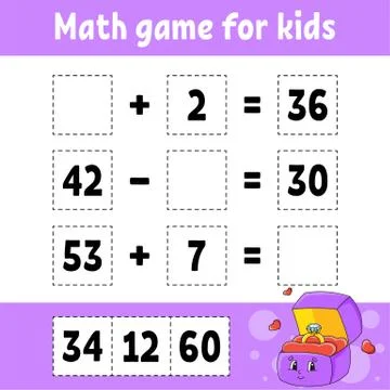 Math game for kids. Education developing worksheet. Activity page with pictur Stock Illustration