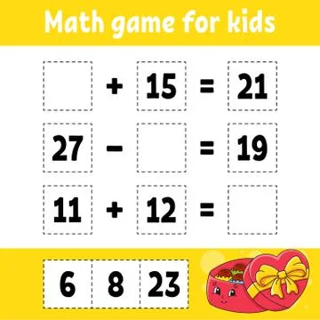 Math game for kids. Education developing worksheet. Activity page with pictur Stock Illustration