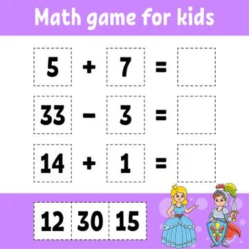 Math game for kids. Education developing worksheet. Activity page with pictur Stock Illustration