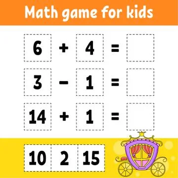 Math game for kids. Education developing worksheet. Activity page with pictur Stock Illustration