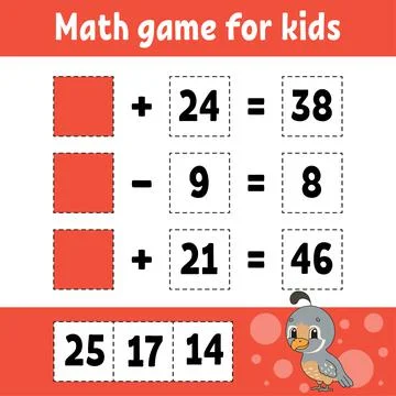 Math game for kids. Education developing worksheet. Activity page with pictur Stock Illustration