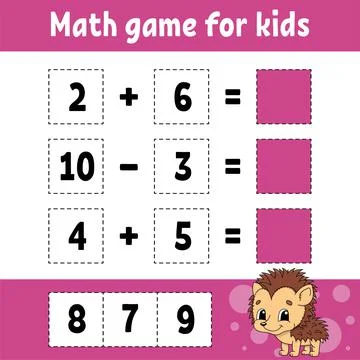Math game for kids. Education developing worksheet. Activity page with pictur Stock Illustration