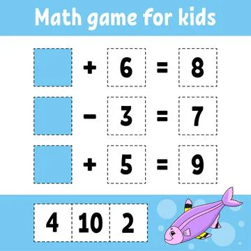 Math game for kids. Education developing worksheet. Activity page with pictur Stock Illustration