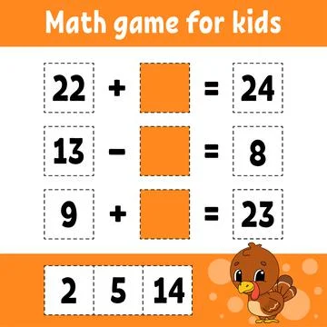 Math game for kids. Education developing worksheet. Activity page with pictur Stock Illustration