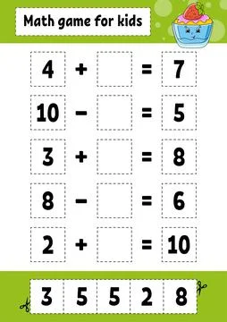 Math game for kids. Education developing worksheet. Activity page with pictur Stock Illustration