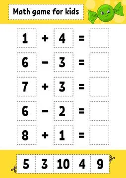 Math game for kids. Education developing worksheet. Activity page with pictur Stock Illustration
