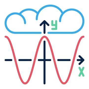 Math Graph and Cloud vector concept colored icon or sign Stock Illustration