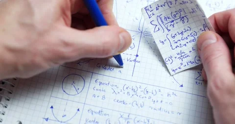 Math handwriting in notebook closeup Stock Footage 151790308
