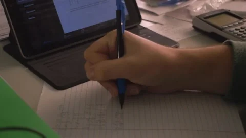 Math Homework College School Study Writing iPad FHD Stock Footage 217985303