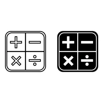 Math icons. Black and White Vector Calculator Icons. Mathematical Signs. Ed.. Stockillustratie