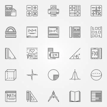 Math icons set Stock Illustration