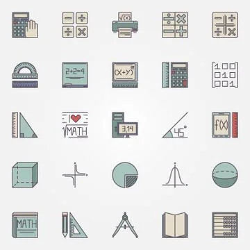 Math icons set Stock Illustration