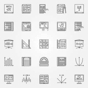 Math icons vector set Stock Illustration