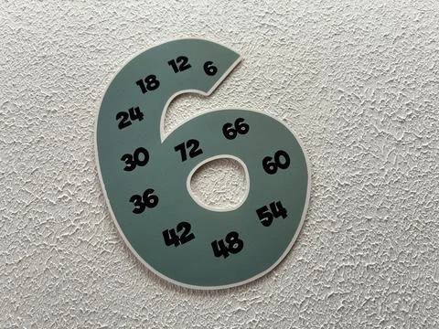 Math Learning Concept With Number Six and Multiples of Six Stock Photos