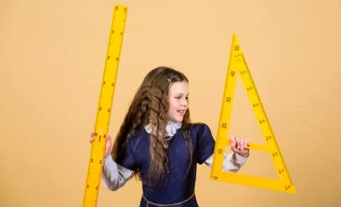 Math lesson. Education and knowledge. small girl back to school. School student 写真素材