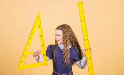 Math lesson. Education and knowledge. small girl back to school. School student 写真素材