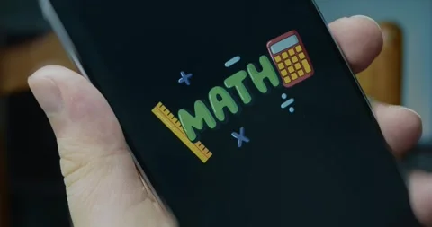 Math lettering surrounded by math symbols and tools, presentation Stock Footage 313499477