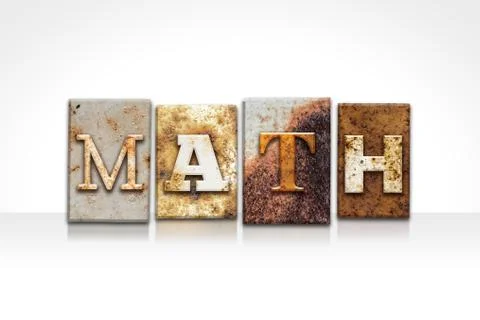 Math Letterpress Concept Isolated on White Stock Photos