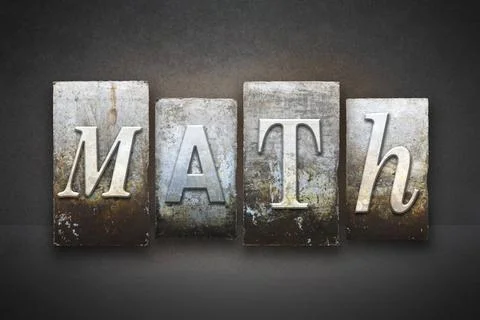 Math Letterpress The word MATH written in vintage letterpress type Copyrig... Stock Photos
