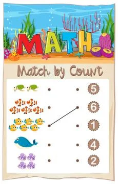 Math matching number worksheet Stock Illustration