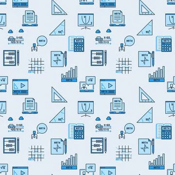Math modern vector seamless background - Mathematics colored pattern 스톡 일러스트