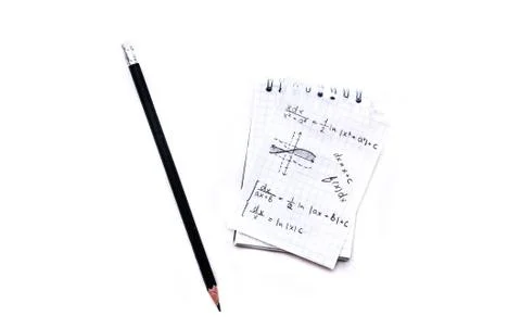 A math notes with pencil 库存照片