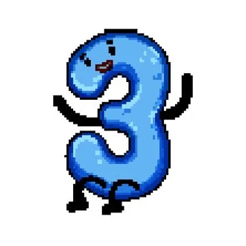Math number character pixel art vector illustration Stock Illustration