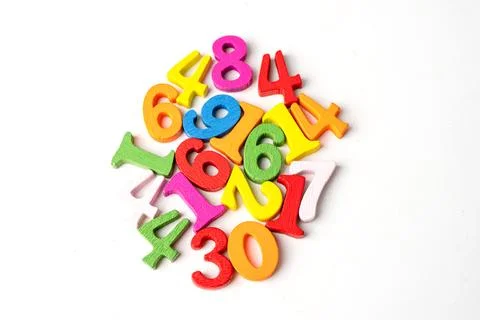 Math Number colorful on white background, education study mathematics learn.. Фото