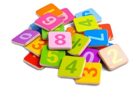 Math Number colorful on white background : Education study mathematics learni Фото