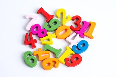 Math number colorful on white background, education study mathematics learn.. Фото