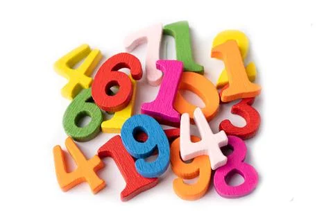 Math number colorful on white background, education study mathematics learn.. Фото