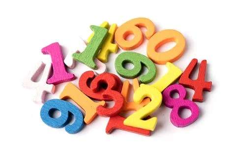 Math number colorful on white background, education study mathematics learn.. Фото